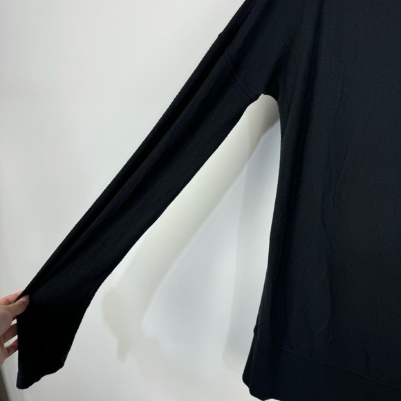 Athleta Black Long Sleeve Boat Neck Basic Casual Top Minimalist Capsule Wardrobe - Picture 3 of 5